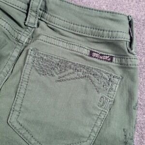 Miss Me Skinny Jeans Women 27 Green Mid Rise Woven Embroidery MP9042S